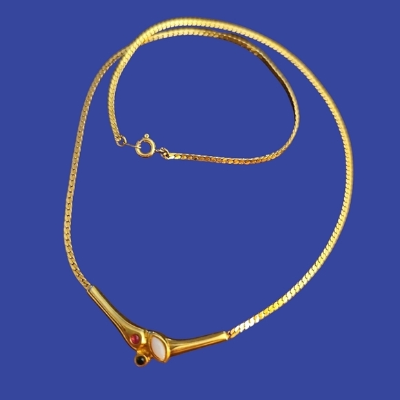 Vintage 1980s Contemporary Herringbone Chain Necklace - Picture 1 of 5